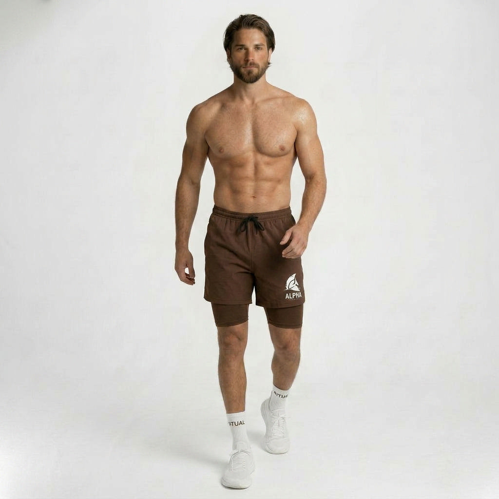 Alpha Brown Active Shorts