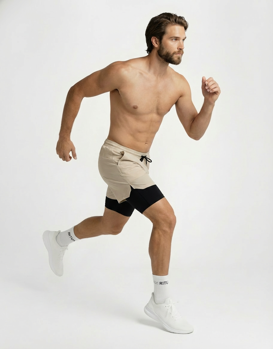 Alpha Beige Active Shorts