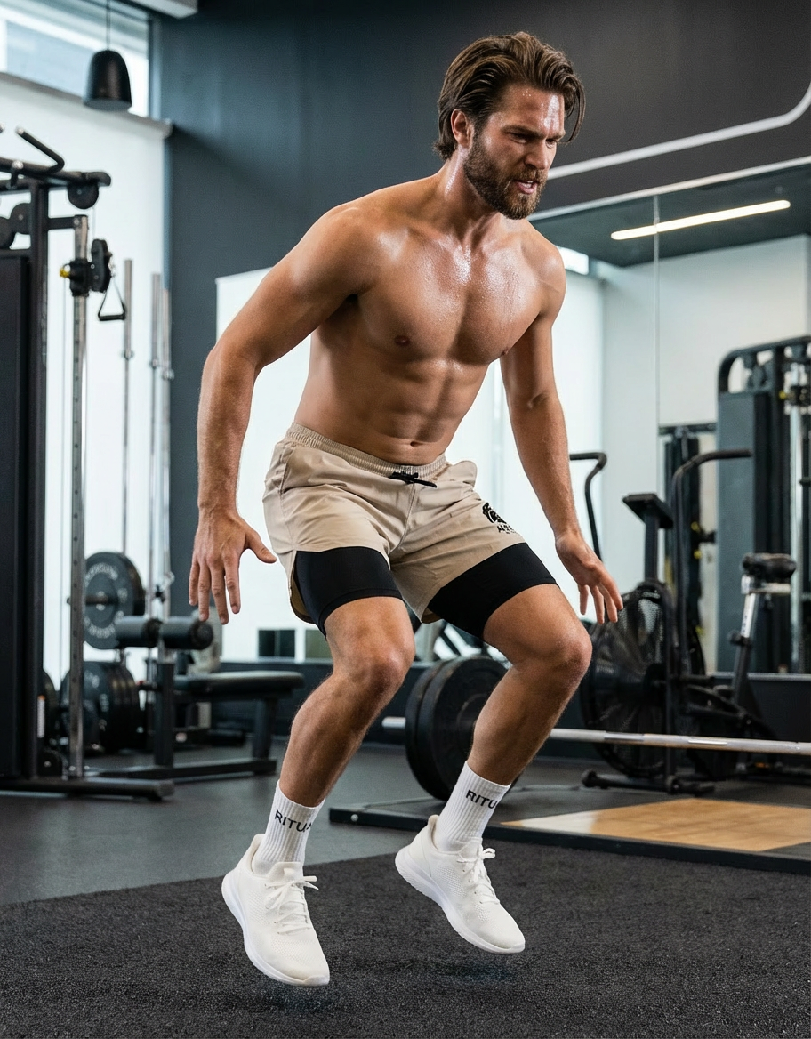 Alpha Beige Active Shorts